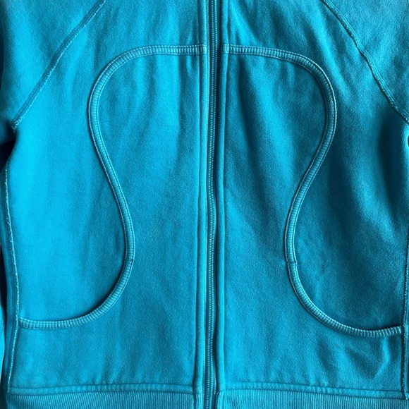 Lululemon Scuba Hoodie Full Zip Cotton Fleece Teal Blue Size 6 - Picture 5 of 13